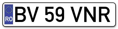 Placuta inmatriculare numar auto  BV-59-VNR, BV 59 VNR, BV59VNR