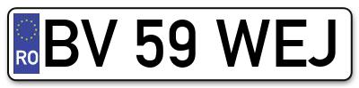 Placuta inmatriculare numar auto  BV-59-WEJ, BV 59 WEJ, BV59WEJ