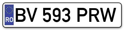 Placuta inmatriculare numar auto  BV-593-PRW, BV 593 PRW, BV593PRW