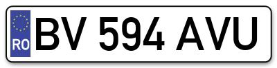 Placuta inmatriculare numar auto  BV-594-AVU, BV 594 AVU, BV594AVU