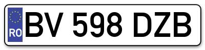 Placuta inmatriculare numar auto  BV-598-DZB, BV 598 DZB, BV598DZB