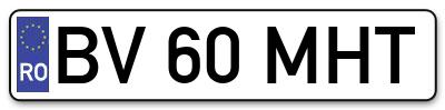 Placuta inmatriculare numar auto  BV-60-MHT, BV 60 MHT, BV60MHT