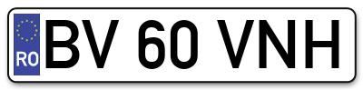 Placuta inmatriculare numar auto  BV-60-VNH, BV 60 VNH, BV60VNH