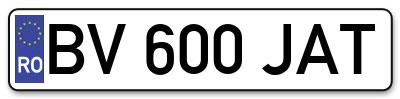 Placuta inmatriculare numar auto  BV-600-JAT, BV 600 JAT, BV600JAT