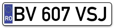 Placuta inmatriculare numar auto  BV-607-VSJ, BV 607 VSJ, BV607VSJ