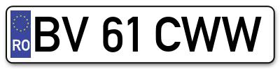 Placuta inmatriculare numar auto  BV-61-CWW, BV 61 CWW, BV61CWW