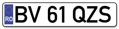 Placuta inmatriculare numar auto  BV-61-QZS, BV 61 QZS, BV61QZS