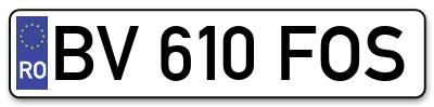Placuta inmatriculare numar auto  BV-610-FOS, BV 610 FOS, BV610FOS