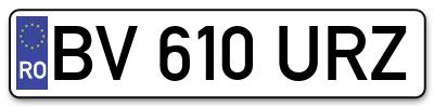 Placuta inmatriculare numar auto  BV-610-URZ, BV 610 URZ, BV610URZ
