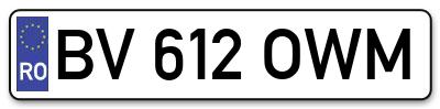 Placuta inmatriculare numar auto  BV-612-OWM, BV 612 OWM, BV612OWM