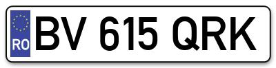 Placuta inmatriculare numar auto  BV-615-QRK, BV 615 QRK, BV615QRK