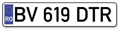 Placuta inmatriculare numar auto  BV-619-DTR, BV 619 DTR, BV619DTR