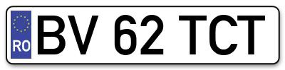 Placuta inmatriculare numar auto  BV-62-TCT, BV 62 TCT, BV62TCT
