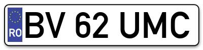 Placuta inmatriculare numar auto  BV-62-UMC, BV 62 UMC, BV62UMC