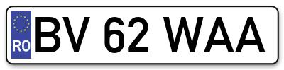 Placuta inmatriculare numar auto  BV-62-WAA, BV 62 WAA, BV62WAA