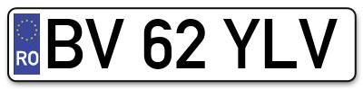Placuta inmatriculare numar auto  BV-62-YLV, BV 62 YLV, BV62YLV