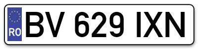 Placuta inmatriculare numar auto  BV-629-IXN, BV 629 IXN, BV629IXN
