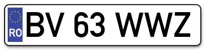Placuta inmatriculare numar auto  BV-63-WWZ, BV 63 WWZ, BV63WWZ