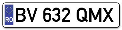 Placuta inmatriculare numar auto  BV-632-QMX, BV 632 QMX, BV632QMX