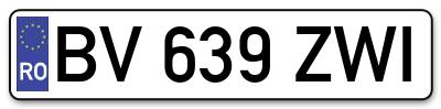 Placuta inmatriculare numar auto  BV-639-ZWI, BV 639 ZWI, BV639ZWI