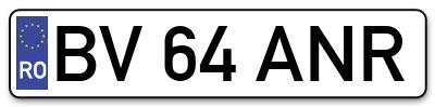 Placuta inmatriculare numar auto  BV-64-ANR, BV 64 ANR, BV64ANR