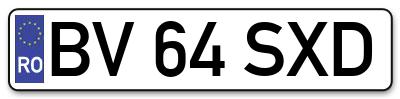 Placuta inmatriculare numar auto  BV-64-SXD, BV 64 SXD, BV64SXD