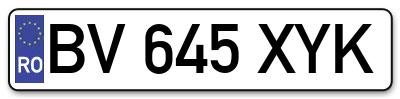 Placuta inmatriculare numar auto  BV-645-XYK, BV 645 XYK, BV645XYK
