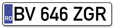 Placuta inmatriculare numar auto  BV-646-ZGR, BV 646 ZGR, BV646ZGR
