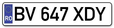 Placuta inmatriculare numar auto  BV-647-XDY, BV 647 XDY, BV647XDY