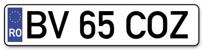 Placuta inmatriculare numar auto  BV-65-COZ, BV 65 COZ, BV65COZ