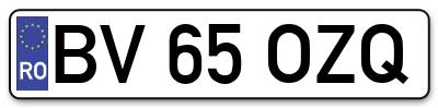 Placuta inmatriculare numar auto  BV-65-OZQ, BV 65 OZQ, BV65OZQ