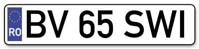 Placuta inmatriculare numar auto  BV-65-SWI, BV 65 SWI, BV65SWI