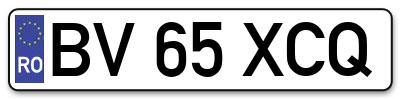 Placuta inmatriculare numar auto  BV-65-XCQ, BV 65 XCQ, BV65XCQ