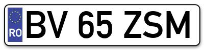 Placuta inmatriculare numar auto  BV-65-ZSM, BV 65 ZSM, BV65ZSM