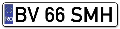 Placuta inmatriculare numar auto  BV-66-SMH, BV 66 SMH, BV66SMH