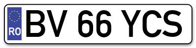 Placuta inmatriculare numar auto  BV-66-YCS, BV 66 YCS, BV66YCS