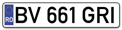 Placuta inmatriculare numar auto  BV-661-GRI, BV 661 GRI, BV661GRI