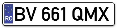 Placuta inmatriculare numar auto  BV-661-QMX, BV 661 QMX, BV661QMX