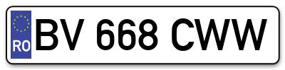 Placuta inmatriculare numar auto  BV-668-CWW, BV 668 CWW, BV668CWW