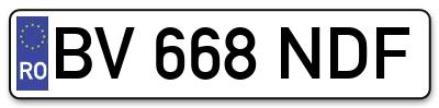 Placuta inmatriculare numar auto  BV-668-NDF, BV 668 NDF, BV668NDF