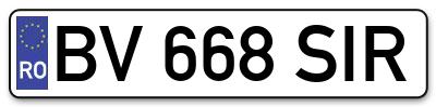 Placuta inmatriculare numar auto  BV-668-SIR, BV 668 SIR, BV668SIR