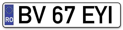 Placuta inmatriculare numar auto  BV-67-EYI, BV 67 EYI, BV67EYI