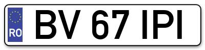 Placuta inmatriculare numar auto  BV-67-IPI, BV 67 IPI, BV67IPI
