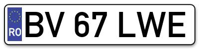 Placuta inmatriculare numar auto  BV-67-LWE, BV 67 LWE, BV67LWE