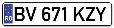 Placuta inmatriculare numar auto  BV-671-KZY, BV 671 KZY, BV671KZY