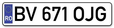 Placuta inmatriculare numar auto  BV-671-OJG, BV 671 OJG, BV671OJG