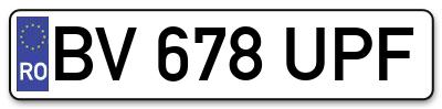 Placuta inmatriculare numar auto  BV-678-UPF, BV 678 UPF, BV678UPF