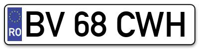 Placuta inmatriculare numar auto  BV-68-CWH, BV 68 CWH, BV68CWH