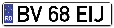 Placuta inmatriculare numar auto  BV-68-EIJ, BV 68 EIJ, BV68EIJ