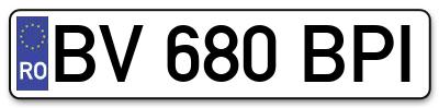 Placuta inmatriculare numar auto  BV-680-BPI, BV 680 BPI, BV680BPI
